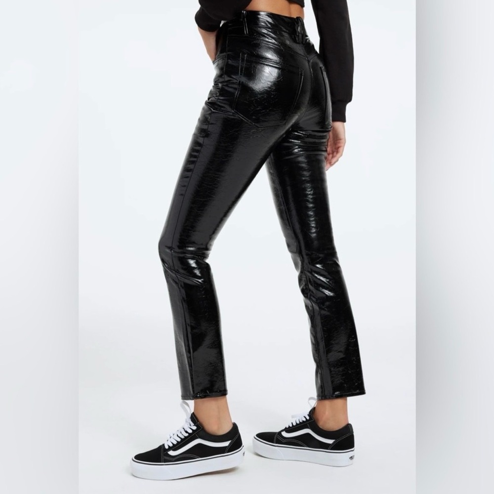 Good American "Good Classic" Textured Faux Leather Pants, New With Tags, Size 6 - Picture 2 of 11
